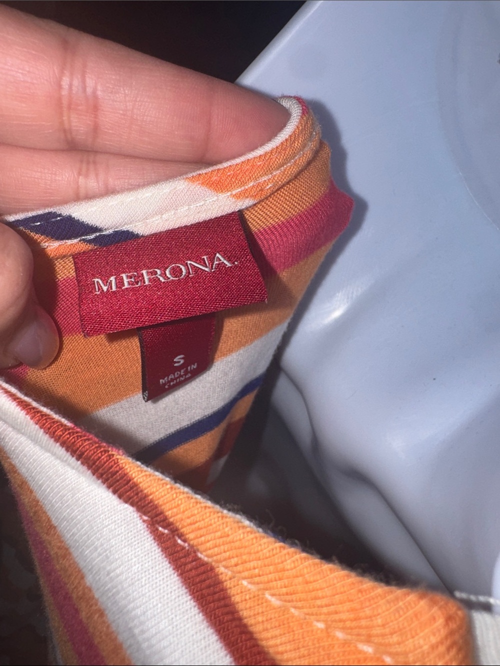 Merona- Orange & Navy Striped Sleeveless Dress Size Small - Picture 5 of 15